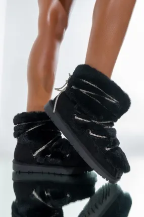 AZALEA WANG COZIED UP FLAT BOOTIE IN BLACK