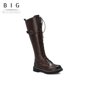 Bigsizeheels Skinny Legs Retro Solid Color Martin Boots - Coffee