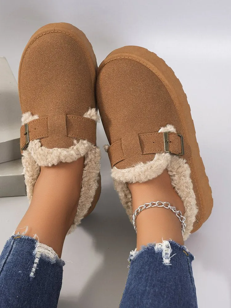 elveswallet Round toe thick-soled short plush snow boots