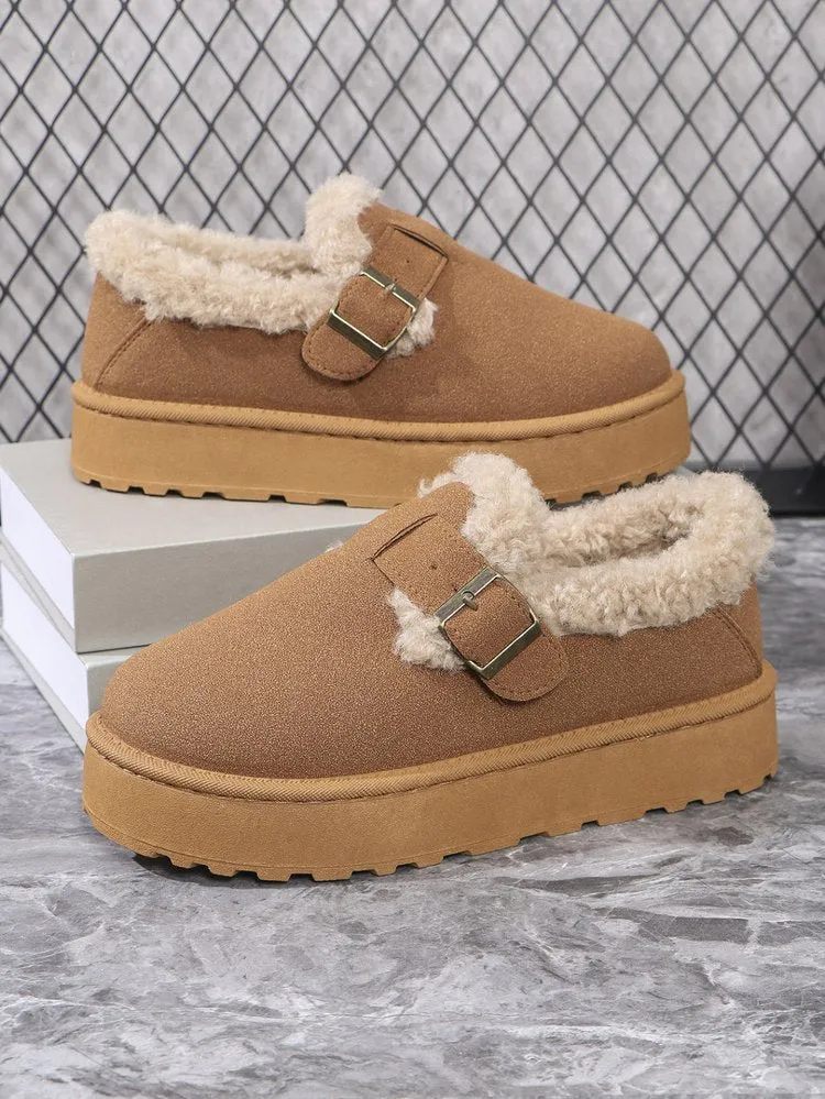 elveswallet Round toe thick-soled short plush snow boots