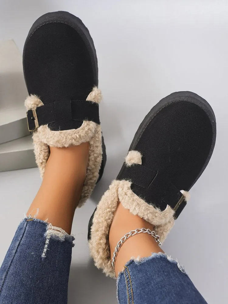 elveswallet Round toe thick-soled short plush snow boots
