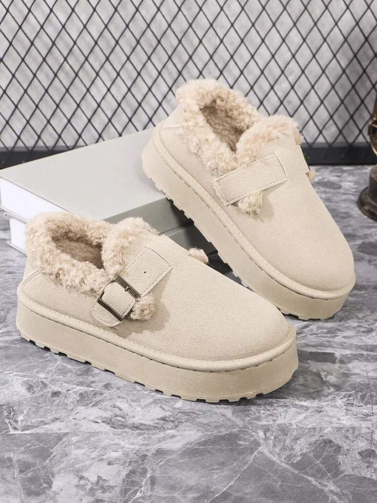 elveswallet Round toe thick-soled short plush snow boots
