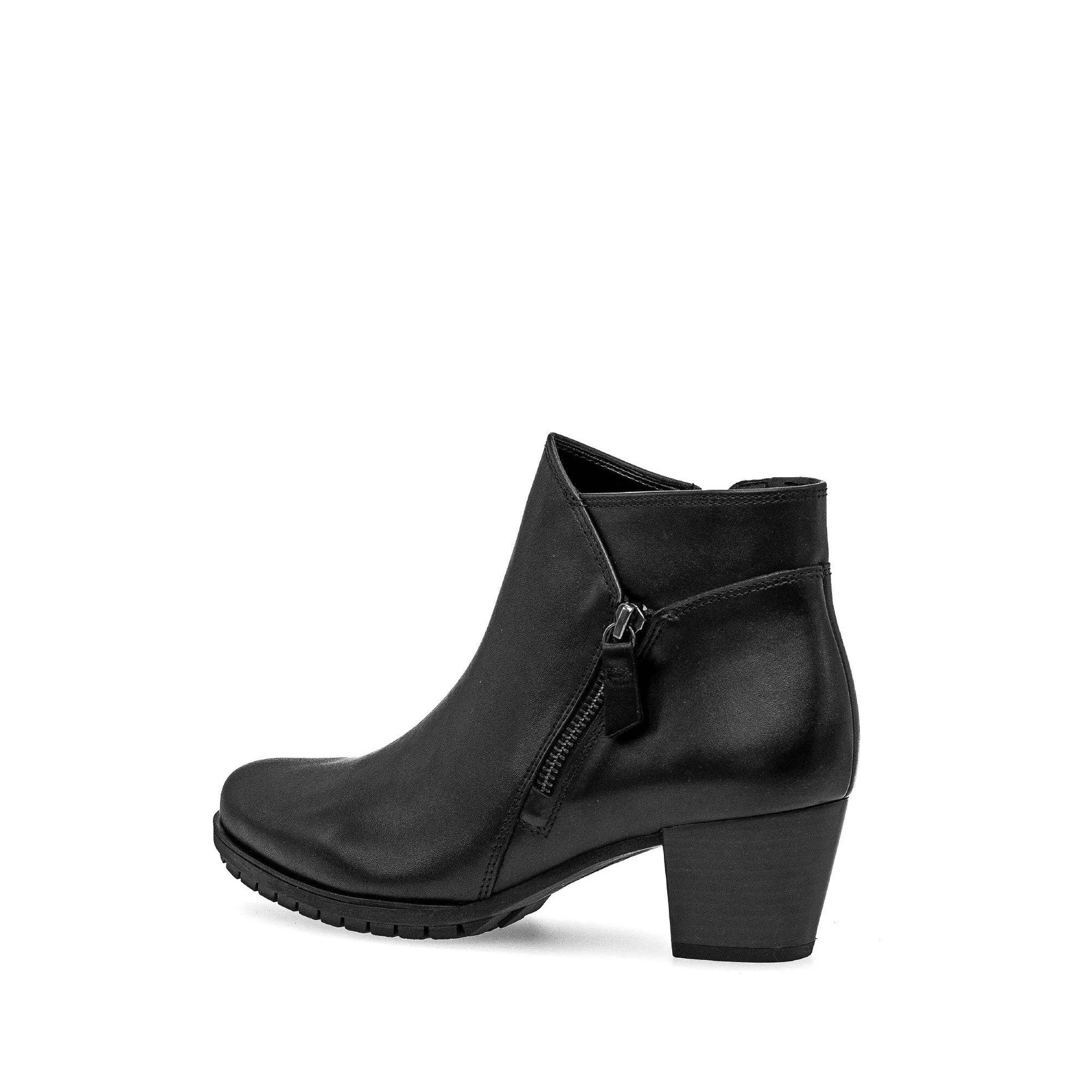 Gabor Olivetti 56.603.57 Ladies Black Wide Leather Side Zip Ankle Boots