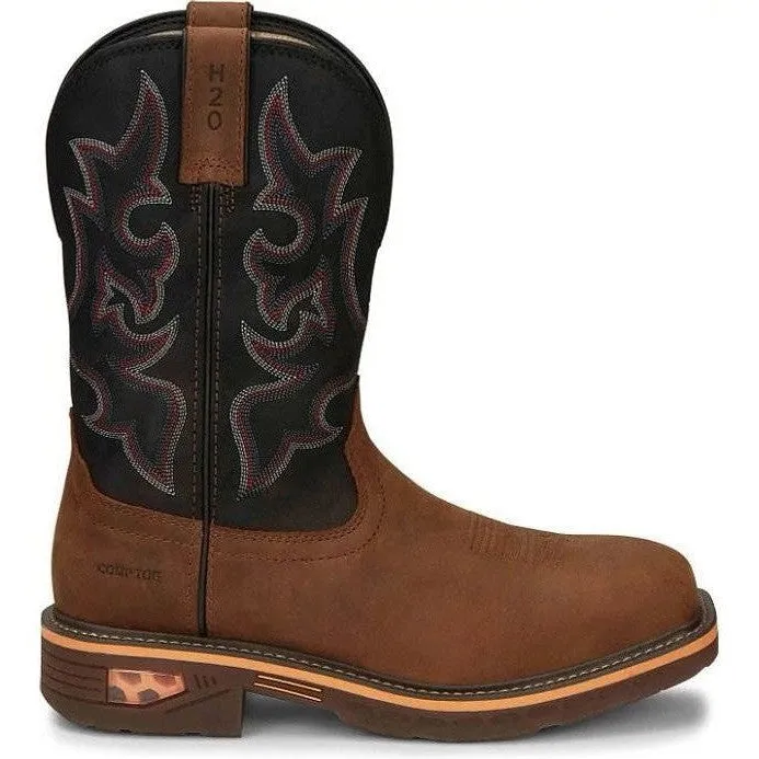 Justin Men's Resistor 11" Nano Comp Toe Western Work Boot -Brown- CR4012