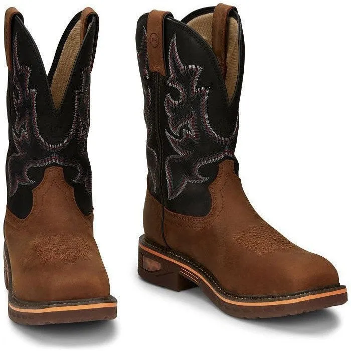 Justin Men's Resistor 11" Nano Comp Toe Western Work Boot -Brown- CR4012