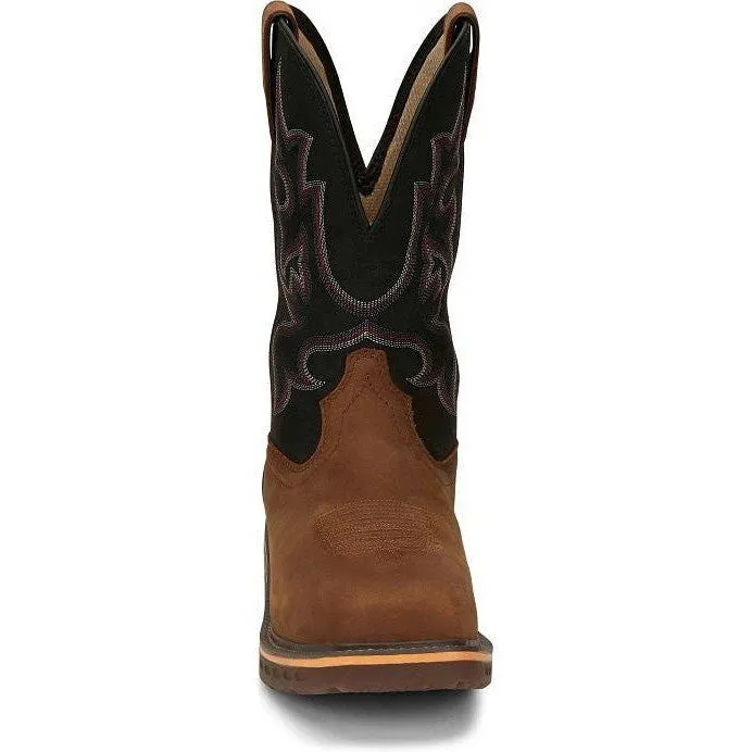 Justin Men's Resistor 11" Nano Comp Toe Western Work Boot -Brown- CR4012