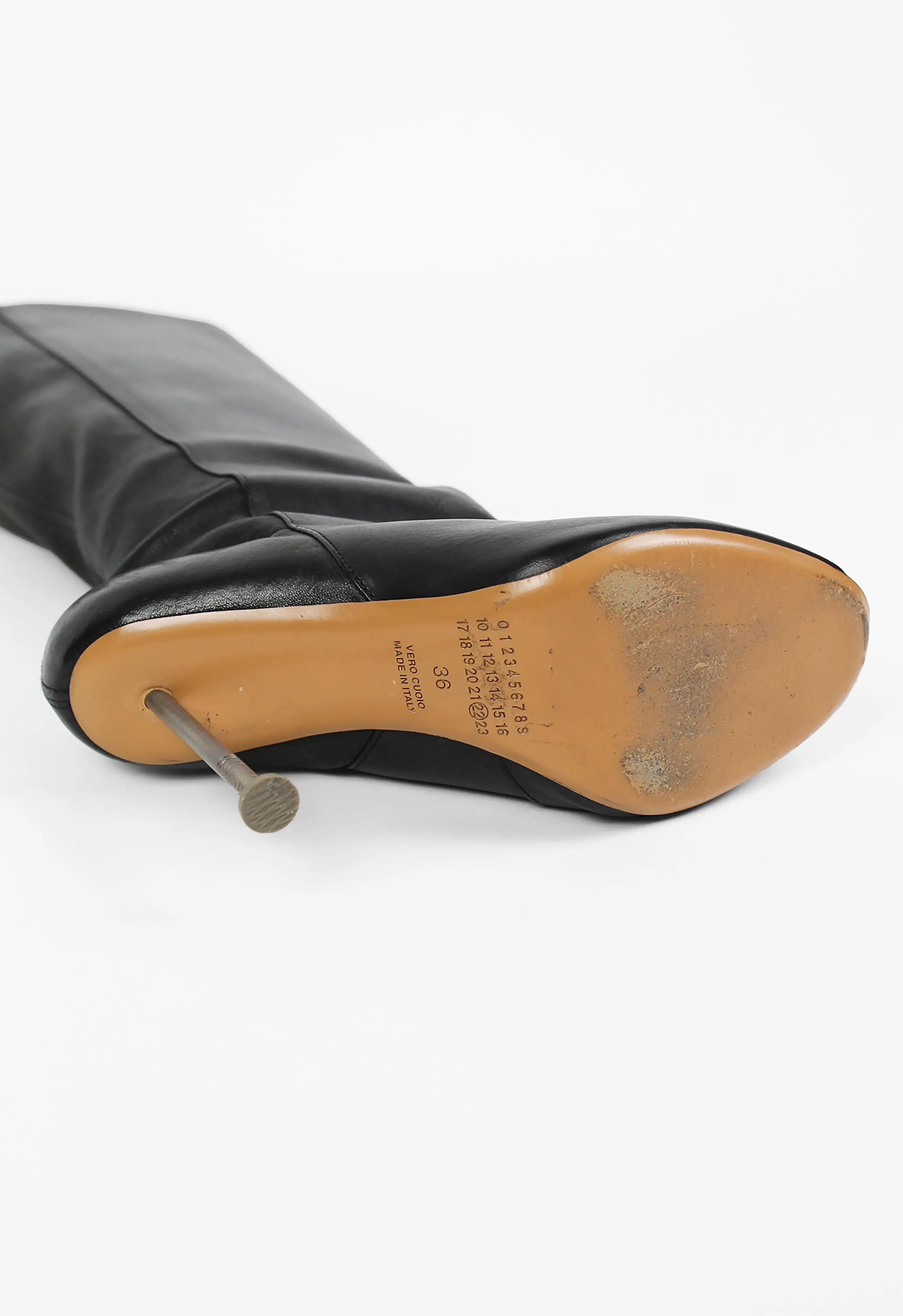 MAISON MARTIN MARGIELA FW 2008 KNEE HIGH LEATHER NAIL BOOTS