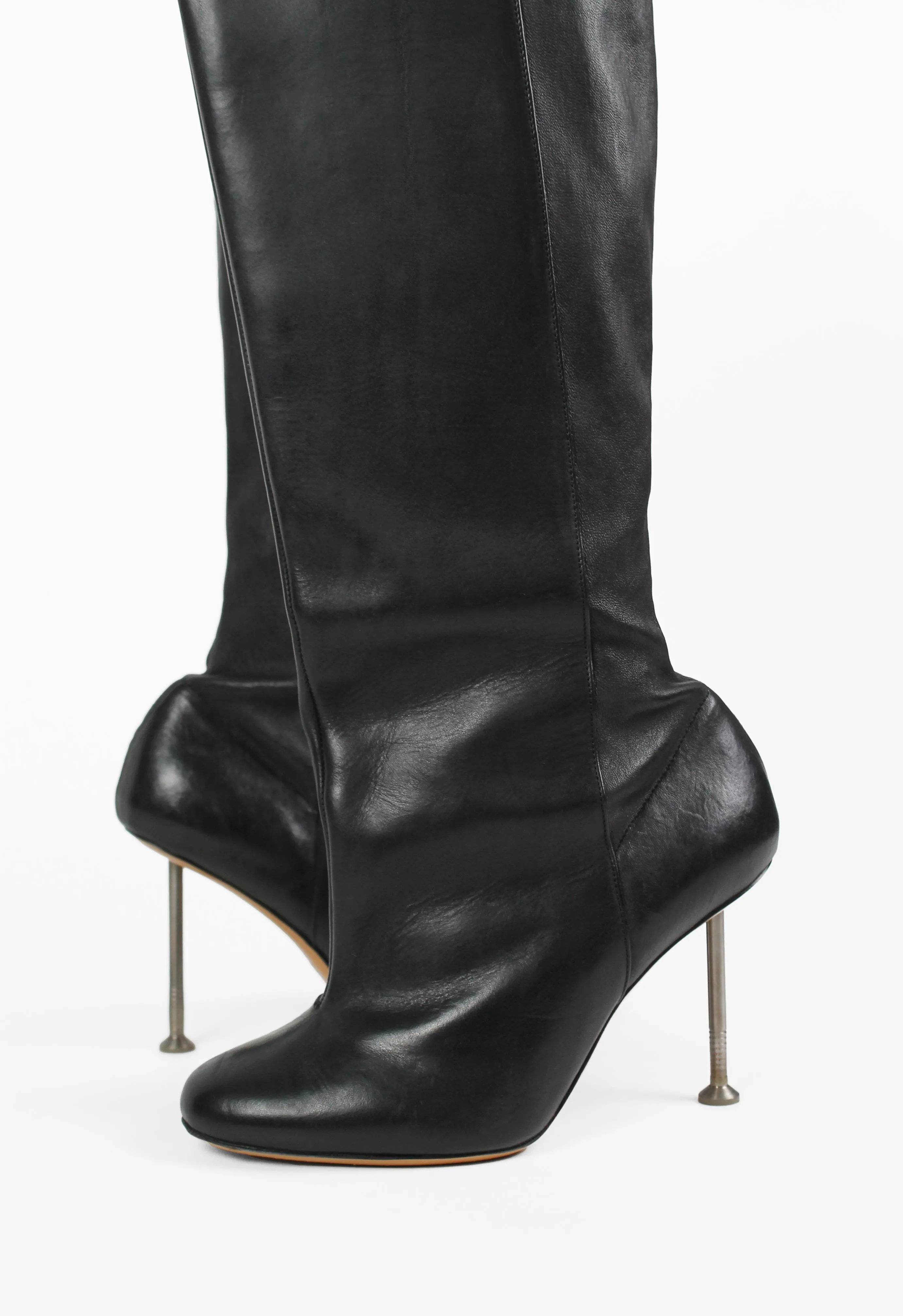 MAISON MARTIN MARGIELA FW 2008 KNEE HIGH LEATHER NAIL BOOTS