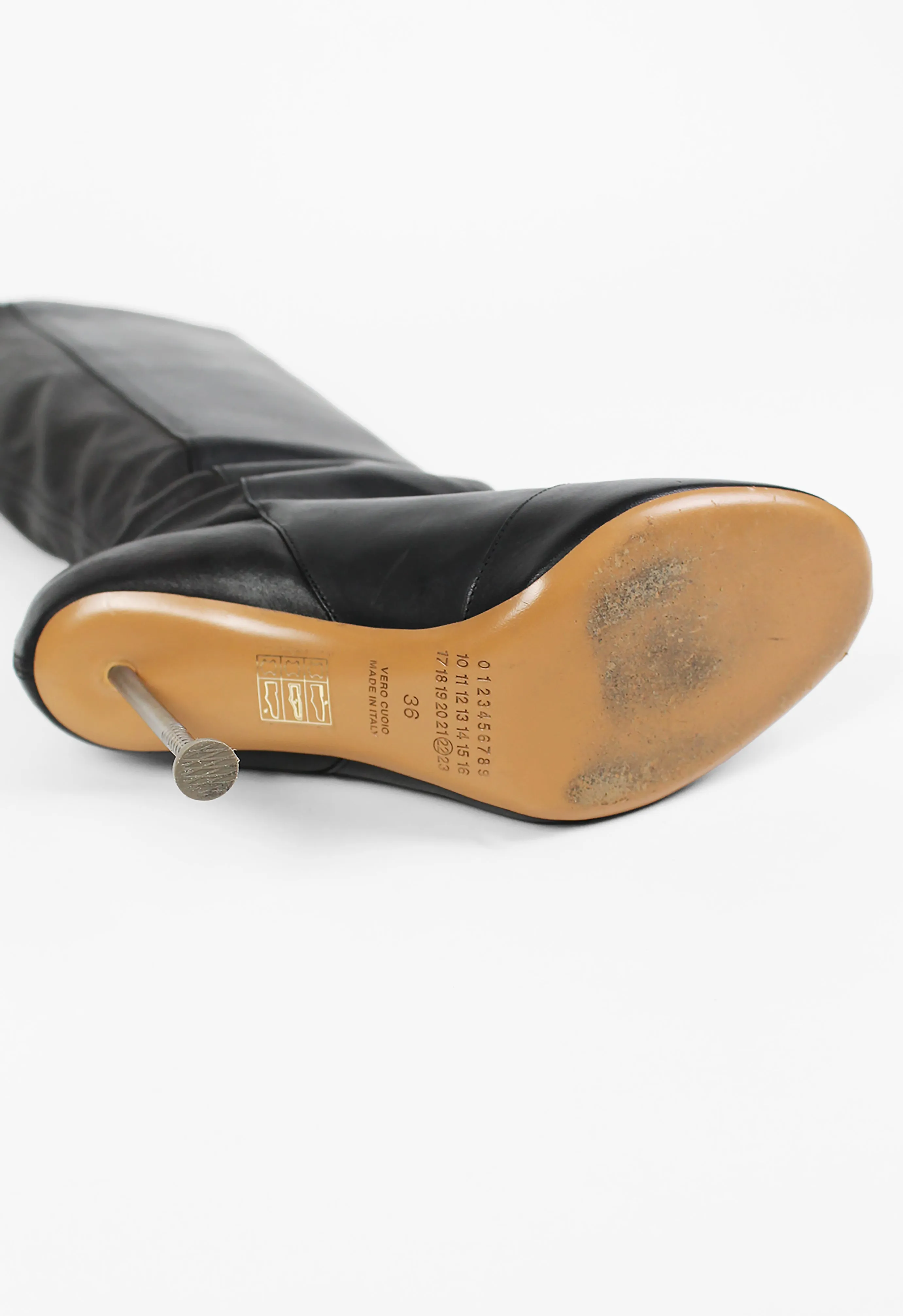 MAISON MARTIN MARGIELA FW 2008 KNEE HIGH LEATHER NAIL BOOTS