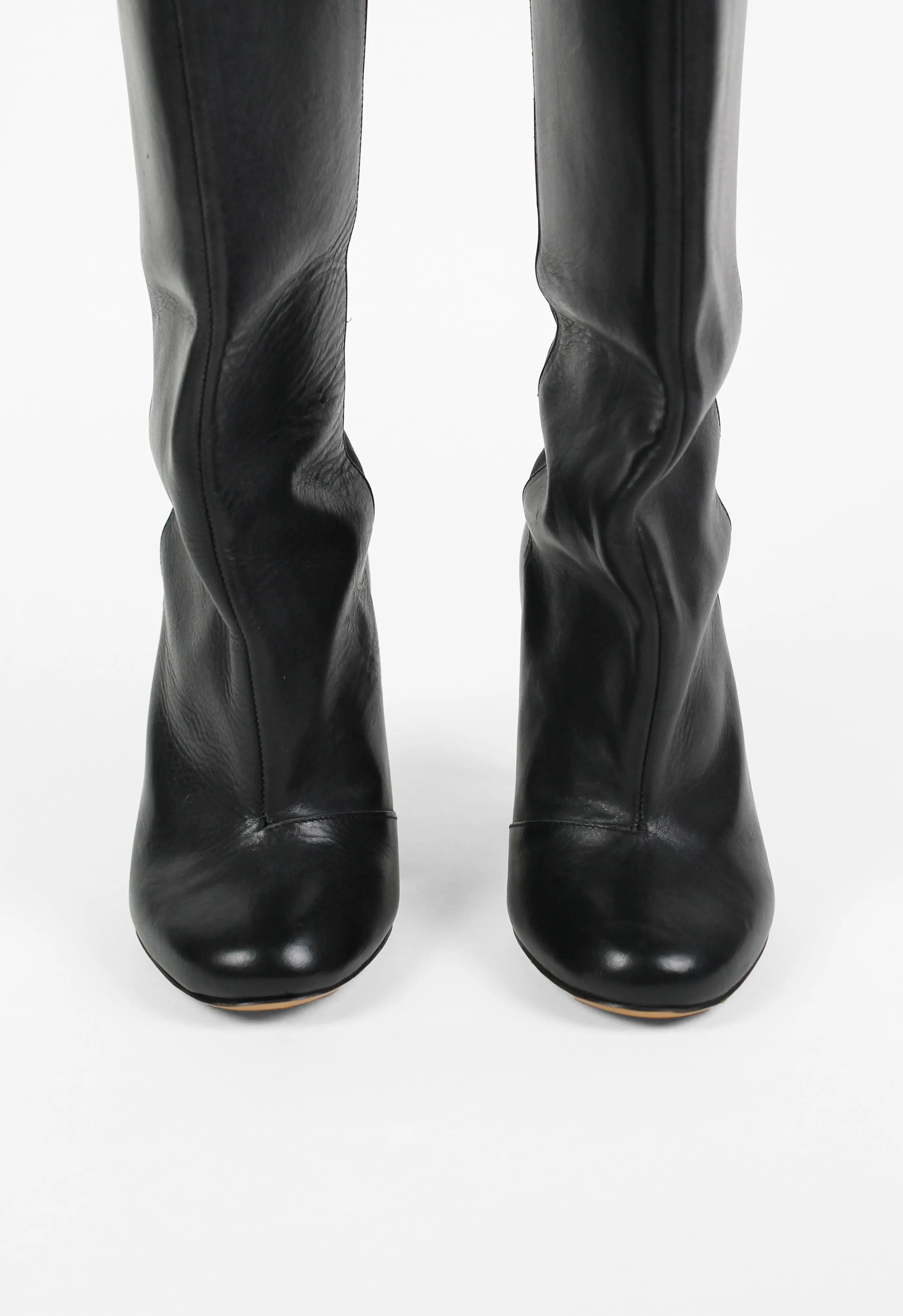 MAISON MARTIN MARGIELA FW 2008 KNEE HIGH LEATHER NAIL BOOTS