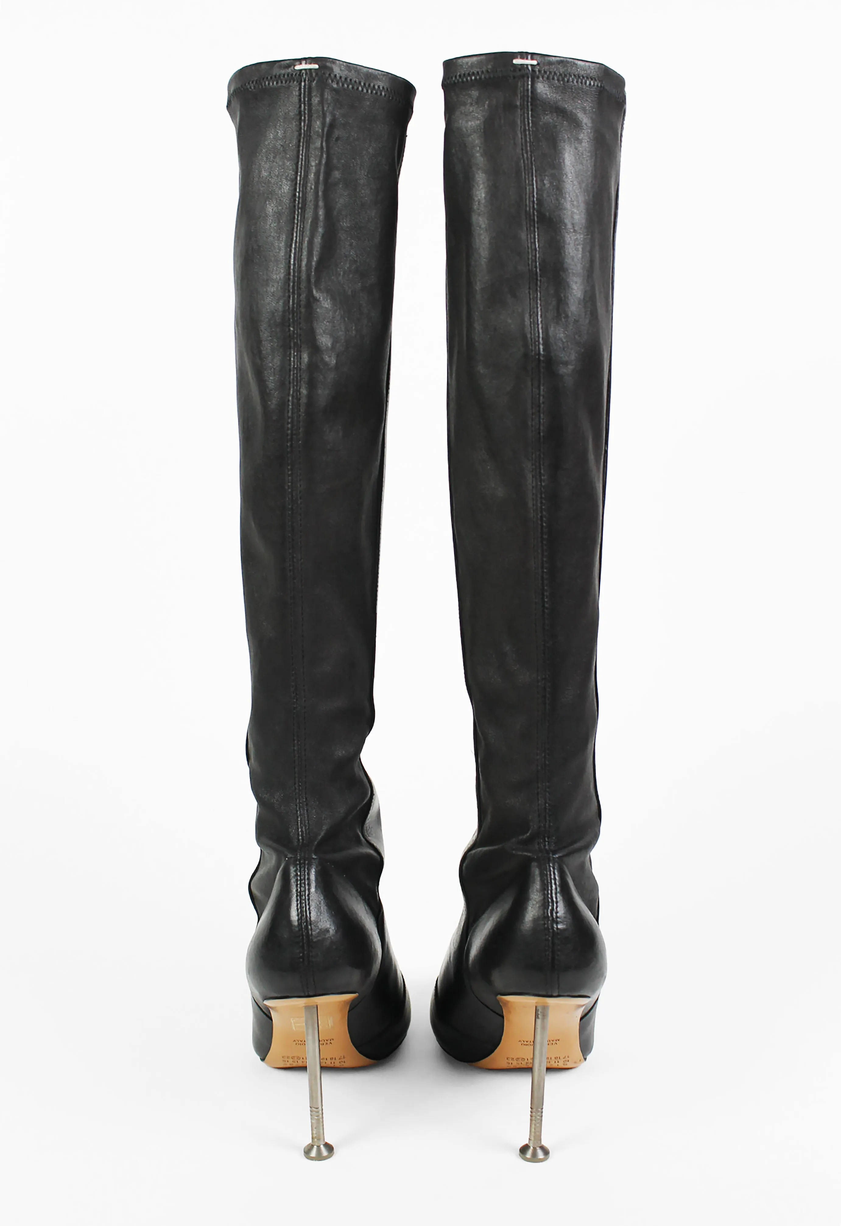 MAISON MARTIN MARGIELA FW 2008 KNEE HIGH LEATHER NAIL BOOTS