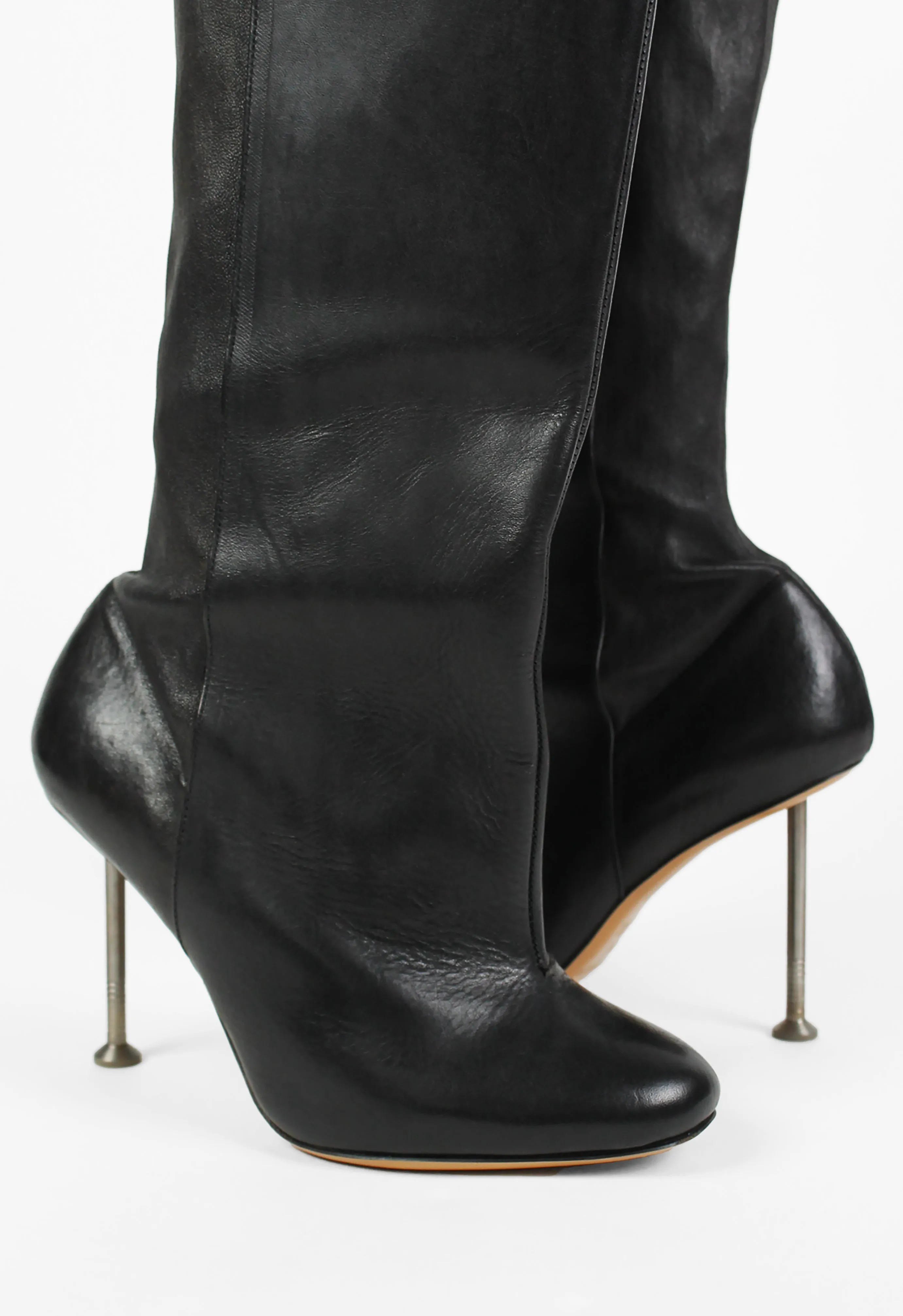 MAISON MARTIN MARGIELA FW 2008 KNEE HIGH LEATHER NAIL BOOTS