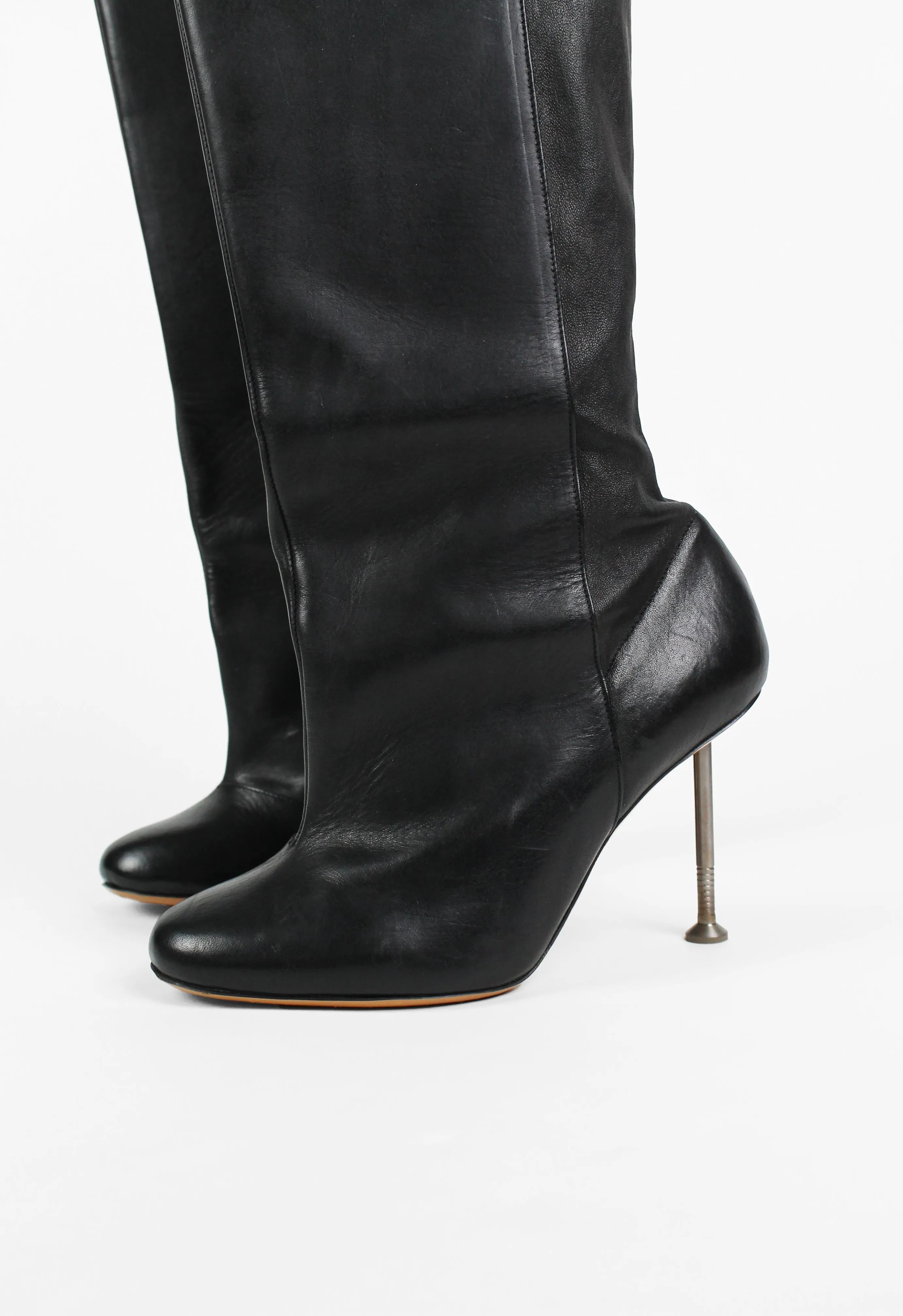 MAISON MARTIN MARGIELA FW 2008 KNEE HIGH LEATHER NAIL BOOTS