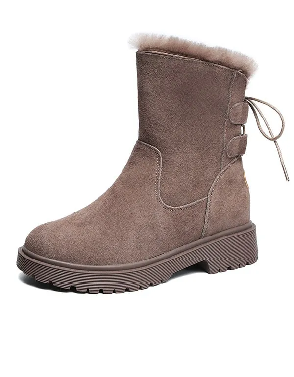 Suede Mid-tube Thick Heeled Winter Boots
