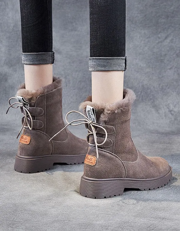 Suede Mid-tube Thick Heeled Winter Boots