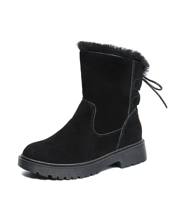 Suede Mid-tube Thick Heeled Winter Boots