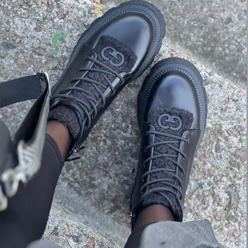 Zip-Side Lambskin Martin Boots